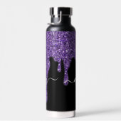 Lila Glitzer Tropfen personalisiert Trinkflasche (Rechts)
