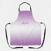 lila Glitzer Tropfen personalisierte Bezeichnung M Schürze (Vorderseite)