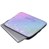 Lila Glitzer Tropfen Rainbow Custom Laptopschutzhülle (Vorne Knopf)