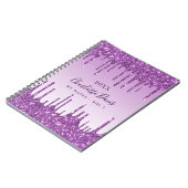 Lila Glitzer Tropfen violett Monogramm 2021 Luxus Notizblock (Linke Seite)