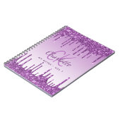 Lila Glitzer Tropfen violett Monogramm 2023 Notizblock (Linke Seite)