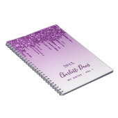 Lila Glitzer Tropfen violett Monogramm Notizblock (Rechte Seite)