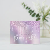 Lila Glitzer Tropfen werden Sie meine Blume Mädche Einladungspostkarte (Stehend Vorderseite)
