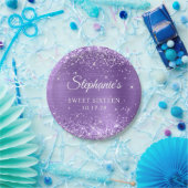 Lila Glitzer und Foil 16 . Geburtstag Pappteller (Party)