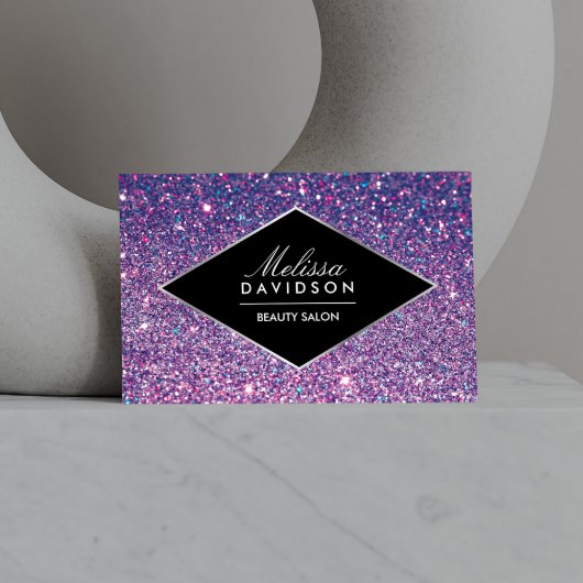 Lila Glitzer- und Glamour-Beauty-Visitenkarte Visitenkarte