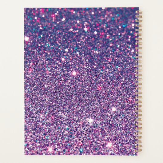 Lila Glitzer- und Glamour-Stellenbuch Planer (Rückseite)