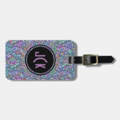 Lila Glitzer und Glitzern Gepäckanhänger (Vorderseite horizontal)