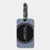 Lila Glitzer und Glitzern Gepäckanhänger (Rückseite vertikal)