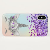 Lila Glitzer und Silber Einhorn Case-Mate iPhone Hülle (Rückseite (Horizontal))