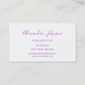 Lila Glitzer und Sparkle Eyelash Extension Visitenkarte (Rückseite)