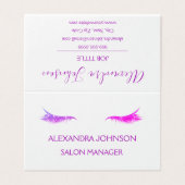 Lila Glitzer und Sparkle Eyelash Extension Visitenkarten (Außenseite Aufgefaltet)