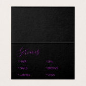 Lila Glitzer und Sparkle Eyelash Extension Visitenkarten (Innenseite Aufgefaltet)