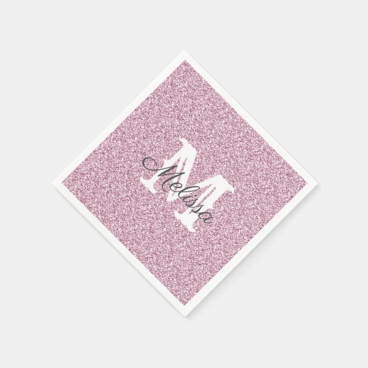 Lila Glitzer und Sparkle Monogram Napkin Serviette (Ecke)
