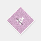 Lila Glitzer und Sparkle Monogram Napkin Serviette (Ecke)