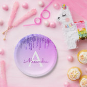Lila Glitzer und Sparkle Monogram zum Geburtstag Pappteller (Party)