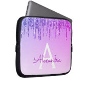 Lila Glitzer und Sparkon-Monogramm Laptopschutzhülle (Vorne Rechts)