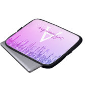 Lila Glitzer und Sparkon-Monogramm Laptopschutzhülle (Vorne Knopf)