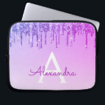 Lila Glitzer und Sparkon-Monogramm Laptopschutzhülle<br><div class="desc">Lila Imitat Dripping Glitzer und sparkle Elegant Monogram Case. Dieser Fall kann so angepasst werden,  dass er Ihren Anfangs- und Vornamen enthält.</div>
