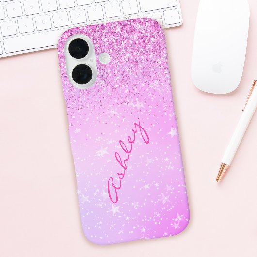 Lila Glitzer- und Weißsteine, Name des Skripts Case-Mate iPhone Hülle