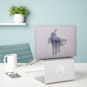 Lila Glitzer Unicorn Aufkleber (Laptop auf Schreibtisch)