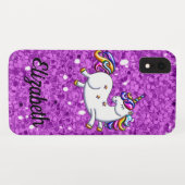 Lila Glitzer Unicorn Case-Mate iPhone Hülle (Rückseite (Horizontal))