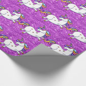Lila Glitzer Unicorn Geschenkpapier (Ecke)