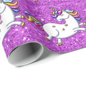 Lila Glitzer Unicorn Geschenkpapier (Rolleneckpunkt)
