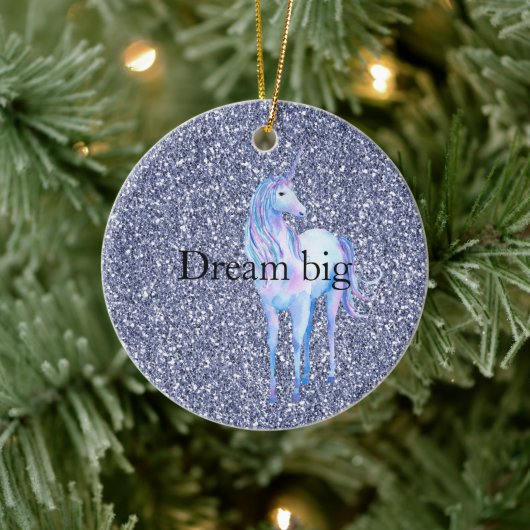 Lila Glitzer Unicorn Keramik Ornament (Baum)