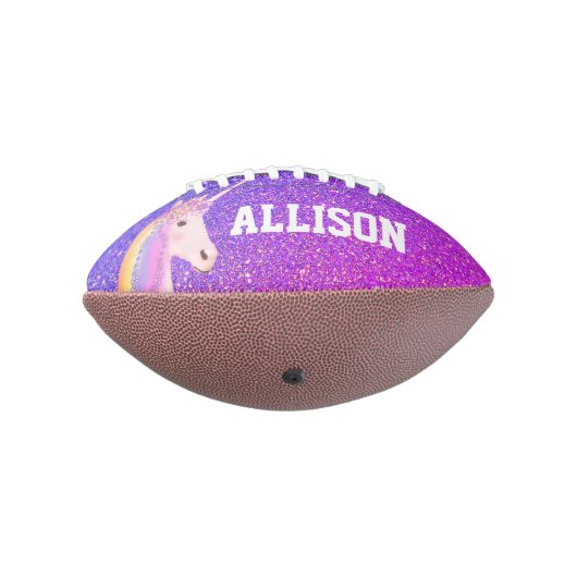 Lila Glitzer Unicorn Kinder Personalisiert Football (Gedreht 270)