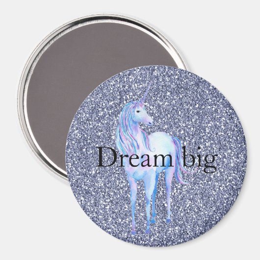 Lila Glitzer Unicorn Magnet (Vorderseite/Rückseite)