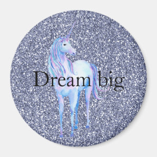Lila Glitzer Unicorn Magnet