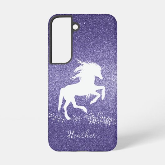 Lila Glitzer Unicorn Samsung Galaxy Fall Hülle (Rückseite)