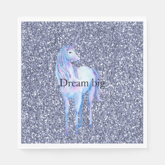 Lila Glitzer Unicorn Serviette (Vorderseite)