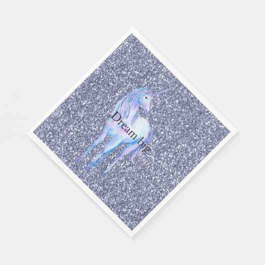 Lila Glitzer Unicorn Serviette (Ecke)