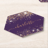 Lila Glitzer Untersetzer (angewinkelt)