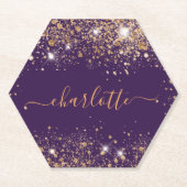 Lila Glitzer Untersetzer (Vorderseite)
