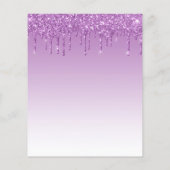 Lila Glitzer Virtual Baby Dusche (Rückseite)