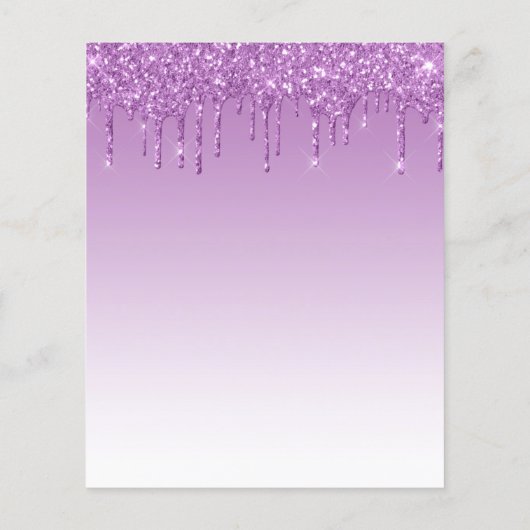 Lila Glitzer Virtual Baby Dusche (Rückseite)