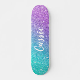 Lila Glitzer von Girlande chic türkis ombre Skateboard