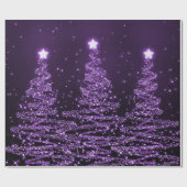 Lila Glitzer-Weihnachtsbaum-Feiertag Geschenkpapier (Flach)
