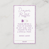 Lila Glitzer Windelwanne Babyduschenschließung Begleitkarte (Vorderseite)