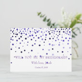 Lila Glitzer wirst du meine Bridesmaid sein Einladung (Stehend Vorderseite)