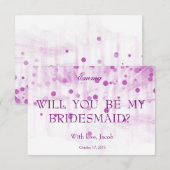 Lila Glitzer wirst du meine Bridesmaid sein Einladung (Vorne/Hinten)