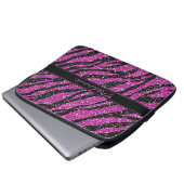 Lila Glitzer Zebra Print Monogram Laptopschutzhülle (Vorne Knopf)