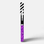 Lila Glitzer Zickzack Monogramm Case-Mate iPhone Hülle (Rückseite / Links)