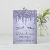 Lila Glitzer zum Tropfen | Lavendel 16 . Geburtsta Einladung (Stehend Vorderseite)