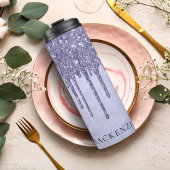 Lila Glitzer zum Tropfen | Lavendel-Icing-Monogram Thermosbecher