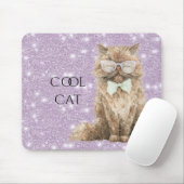 Lila Glitzerbraune Coole Katzenbrille   Mousepad (Mit Mouse)