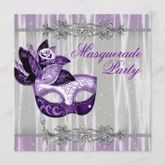 Lila Glitzern Lila Masquerade Party Einladung