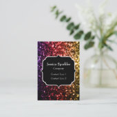 Lila Glitzern mit Monogramm, Regenbogengelb Visitenkarte (Stehend Vorderseite)